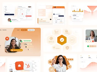 ServiceBell - Website Visuals b2b branding calendar chatbot crm customer support funnel graphic design illlustration integration landing page marketing product visuals saas sales schedule support ui video call