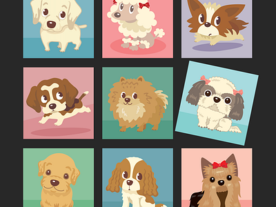 Many poses of puppies animal character dog illustration pet puppy