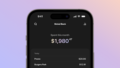 Expense Tracking balance dark mode expense expense tracking finance fintech gradient income ios minimal money payment spending stats taxes today track tracking ui ux