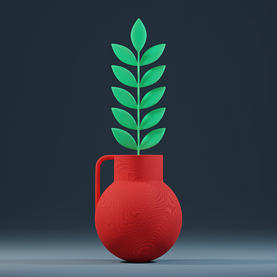 Minimalistic 3D flowerpot 3d illsuatrion 3d modeling blender flower minimal