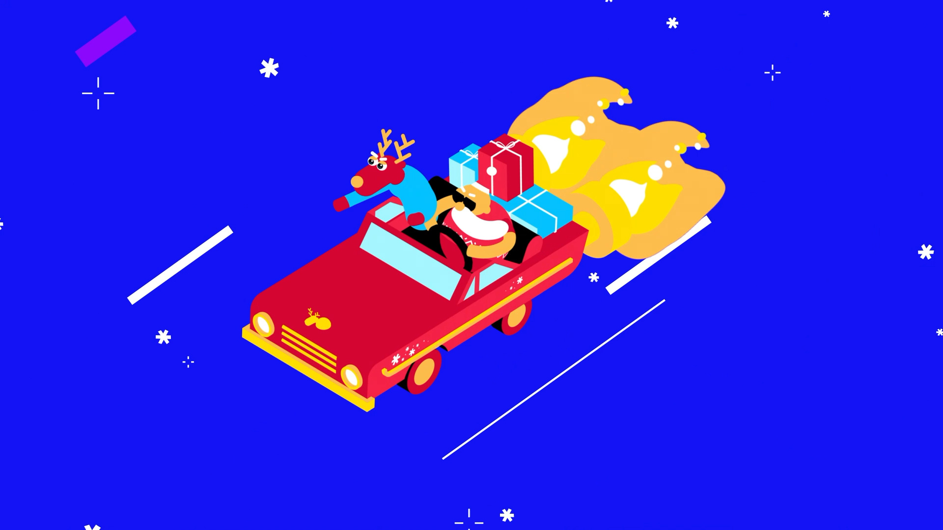 OKOO /// XMAS SHOOTEMUP animation car gif loop presents reindeer rudolph santa shootemup space spaceship ufo videogame xmas