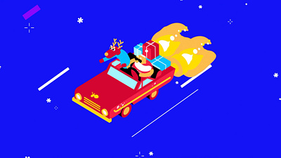 OKOO /// XMAS SHOOTEMUP animation car gif loop presents reindeer rudolph santa shootemup space spaceship ufo videogame xmas