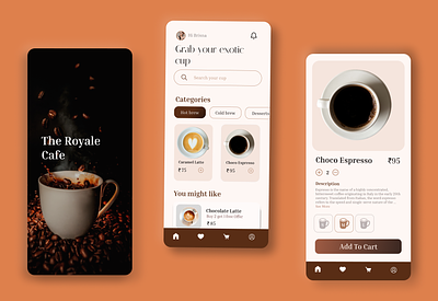 Coffee App Ui Design app branding coffee app coffee ui design graphic design logo mobile ui ui uidesign uiux ux