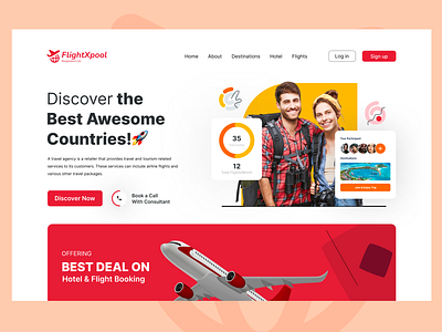 FlightXpool - Travel Agency Website Design. design figma flight website travel agency website ui user interface website design