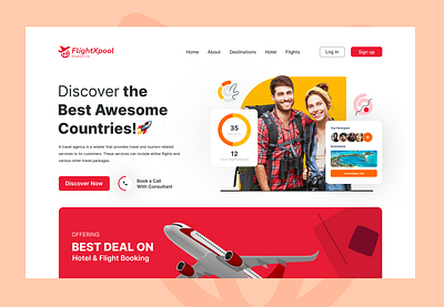 FlightXpool - Travel Agency Website Design. design figma flight website travel agency website ui user interface website design