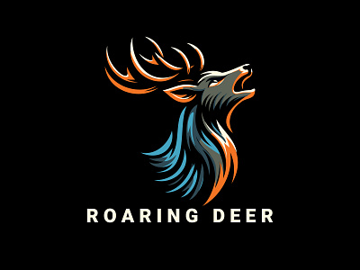 Roaring Deer Logo animal branding commercial use logo deer head deer logo editable logo high quality logo hunting logo logo nature logo print ready logo professional logo roaring deer seo optimized logo social media ready logo ui ux vector web ready logo wildlife logo