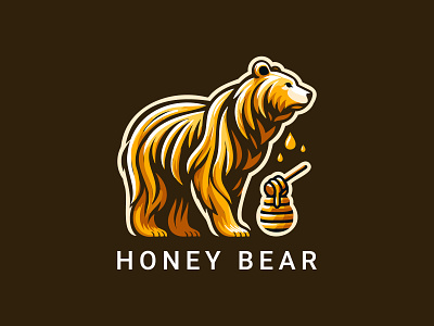 Honey Bear Logo animal bear branding candy character chocolate delicious energy grizzlies grizzly honey honeycomb minimalism sweets take away taste teddy bear ui ux vector