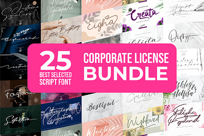 Script & Signature Font Bundle with Corporate License bundle font calligraphy font design free font freebie freebie font handlettering script font signature font typography