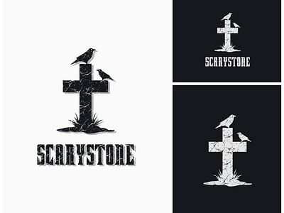 Tombstone Scary Horror Logo branding cemetery design graphic design gravestone grunge headstone hipster horror illustration logo logo design retro rustic scary scary stone stone tomb tombstone vintage