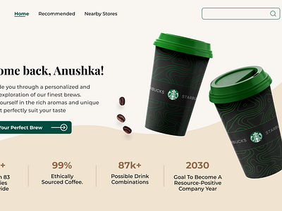Personalized Starbucks Landing Page design figma landing page personalized experience starbucks ui design uiux user interface