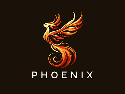 Phoenix Logo bird bird logo corporate fire flat fly freedom immortality luxurious majestic modern mythology orange phoenix phoenix logo rebirth red regal royal simple