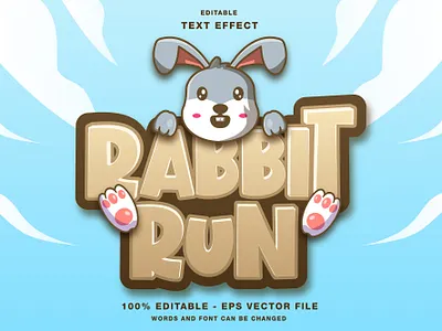 Rabbit Run 3D Editable Text Effect Vector easter day editable text rabbit text effect vector