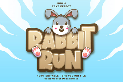 Rabbit Run 3D Editable Text Effect Vector easter day editable text rabbit text effect vector
