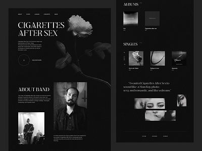 Cigarettes after s web design concept band branding dark gothic landing landing page music romantic ui uiux web web design website design