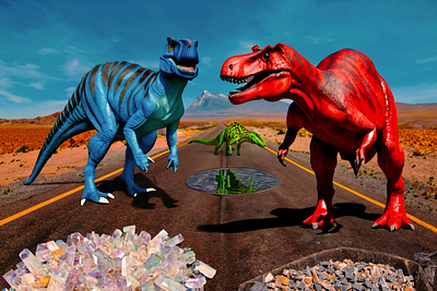 Dinosaurs At Large artwork concept art desert digital art digital imaging dinosaur photoshop prehistoric roadside t rex