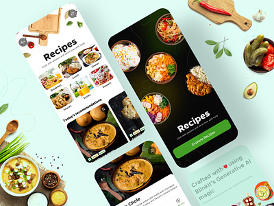 Recipes by blinkit app breakfast card cooking dinner fastfood food graphic design green healthy lunch mobile app recipes salad ui visual design