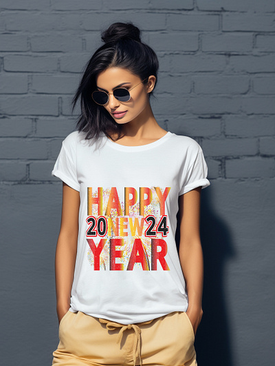 Happy new year t-shirt design. 2024 graphic design happy new year t shirt design typography t shirt design