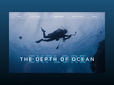 Scuba Diving Landing Page blue dark blue design ocean scuba diving sea ui unique website