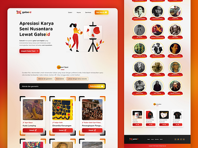 🎨 UI Design for Galseid - Galeri Digital Seni Indonesia art artist autumn design display gallery glass glassmorphism gradient indonesia lukisan modern painter painting red responsive seni ui web yellow