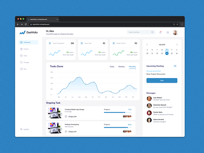 Project Management Dashboard UI-Dashfolio dashboard dashboard ui design figma ui uiux design webapp webdesign