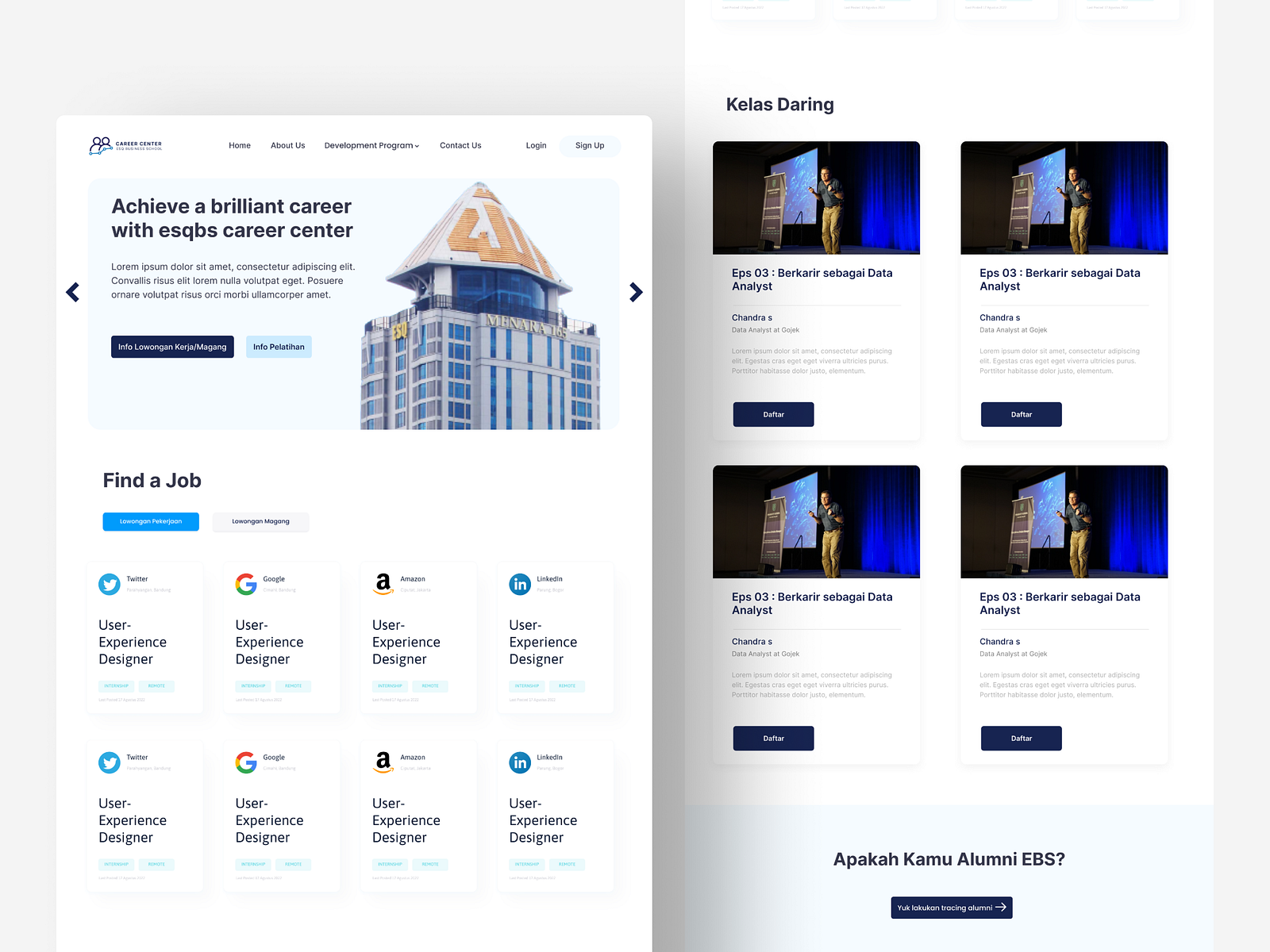 EBS Career Center site Design by Muhammad Fajar Fiandhika on Dribbble