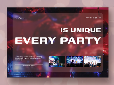 Design concept for a website for event and party organizers concept design graphic design landing page party ui ux website