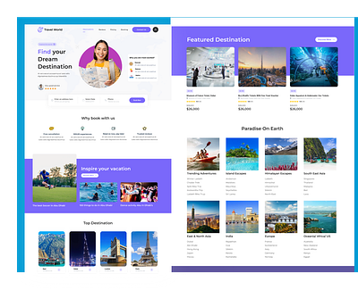 Travel Landing page design branding design designers illustration ui uidesign uiux web web deisgn website design