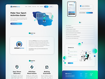 AthletSense: Web Design | Landing Page | Homepage athlete basketball blue booking fit fitness football futsal glassmorphism green illustration landing page mobile modern reservation soccer sport ui web design