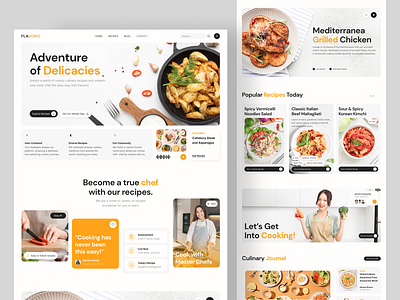 Flavoriz - Food Recipes Landing Page Figma Template chef cooking class figma figma template food food recipes homepage minimalist modern peterdraw ui website