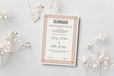 Nikah Contract card certificate invitation marriage nikah nikah nama shaadi