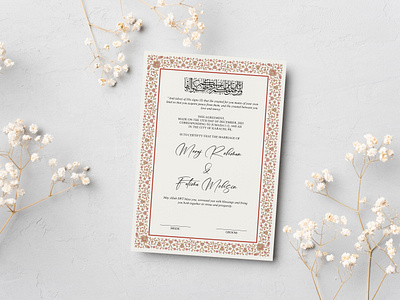 Nikah Contract card certificate invitation marriage nikah nikah nama shaadi