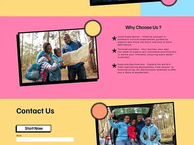 Neubrutalism Landing page bold brutalism colorful landing page neubrutalism tourism travel ui