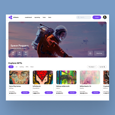 Hero section of a NFT marketplace! design figma hero section landing page nft product design ui uidesign ux webdesign