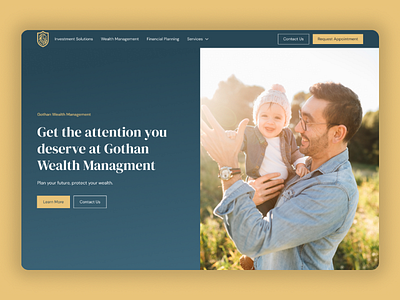 Wealth Management Firm Home Page clean fancy gold trust ui ux wealth website