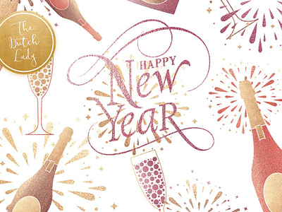 Happy New Year & Party Clipart Set firework graphics fireworks clipart glitter golden firework new year clipart new years clipart new years eve sparkly fireworks