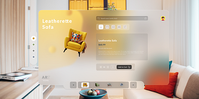 Art Home | Furniture Selling | Apple Vision - Spatial UI Design animated ui applevision ar furniture home living sofa spatial ui design ui vr