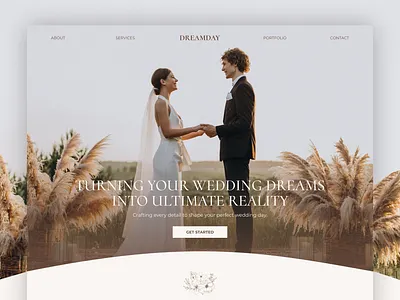 DreamDay - Wedding Planner Landing Page Figma Template elegant figma figma template homepage minimalist modern peterdraw ui website wedding organizer wedding planner wedding planner website