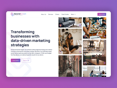 Marketing Agency Home Page agency clean gradient homepage marketing minimalist pink purple social ui ux website