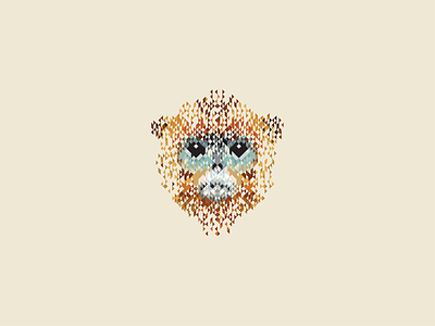 Monkey Inferno animal branding digital dot geometric identity logo monkey mosaic pointillism