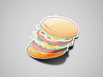 Premium Vector  Tasty hamburger or cheeseburger fast food sticker icon  vector design element hand drawn
