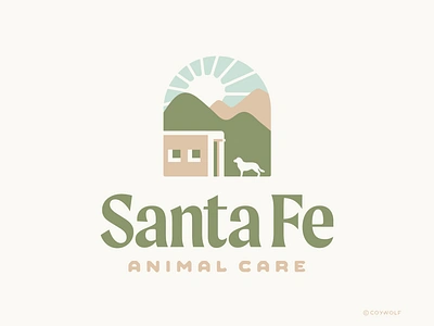 Santa Fe Animal Care Branding adobe animal branding brandmark desert dog identity illustration landscape logo mountains mountian range new mexico pet pets pueblo santafe sunrise vet veterinarian