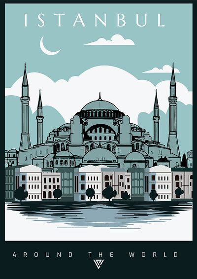 Around The World: Istanbul banner city city poster cityscape design graphic design illustration istanbul poster poster design skyline turkey