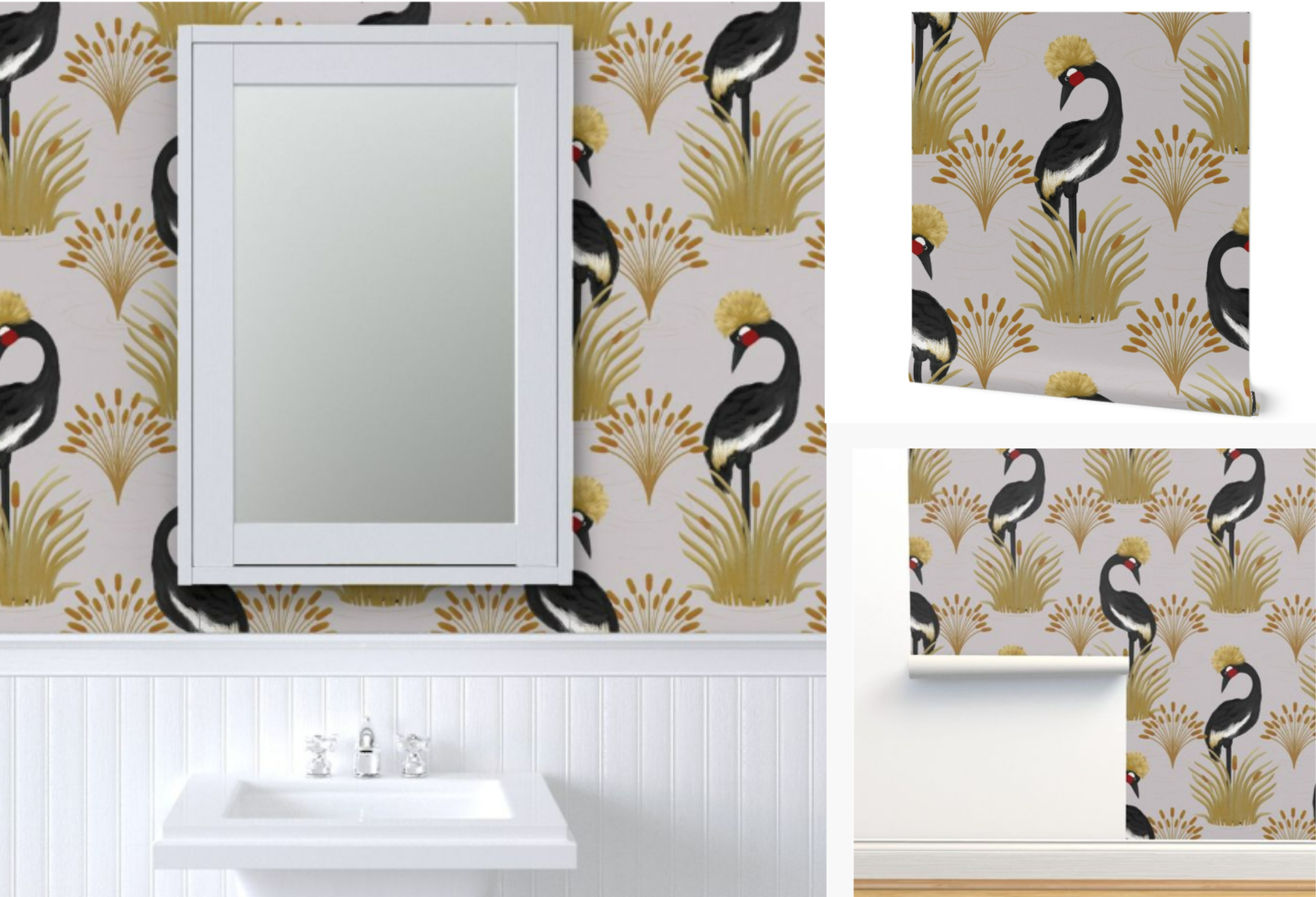 Art Deco Cranes seamless pattern art deco birds cranes design digital art digital illustration graphic design illustration pattern seamless pattern surface pattern