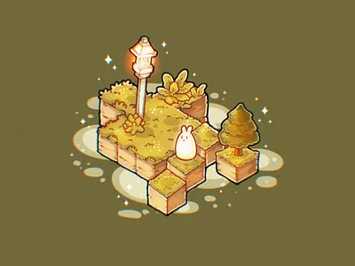 Isometric Autumn Night animation branding design hand drawn illustration illustration collection illustrator kawaii illustration ui