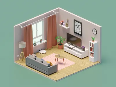 Living room isometric illustration 3d 3d art blender design diorama illustration isometric art living room