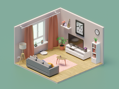 Living room isometric illustration 3d 3d art blender design diorama illustration isometric art living room