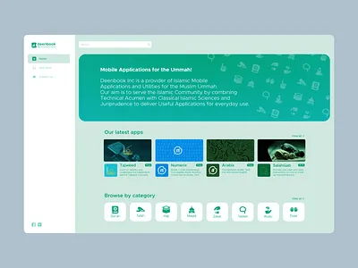 Deenbook | App Store | UI Design app app store application apps dashboard green icons islamic mobile religion store ui ux website