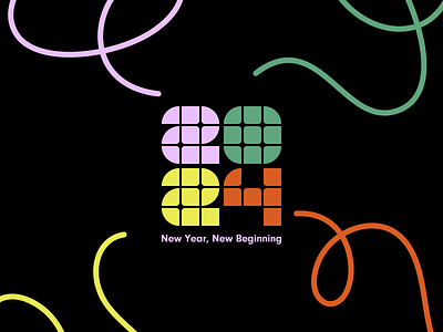 2024 Happy New Year 2024 color curve design digit fashion geometry graphic design happy illustration line logo new year