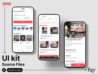 Make OYO UI your own android app design booking app branding design editable figma free hotel hotel booking ios kit mobile app mockup oyo redesign template ui ui ux website