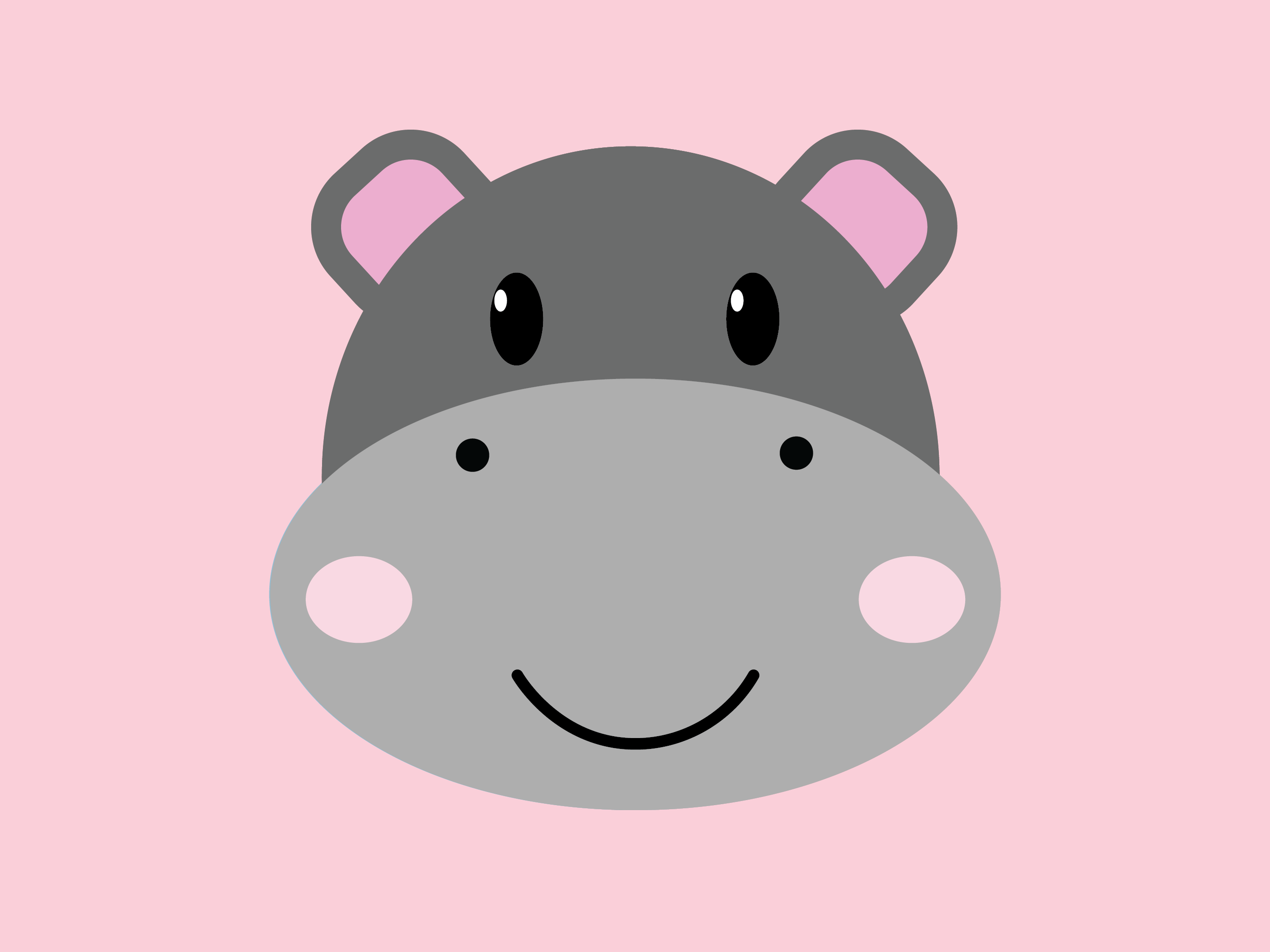 Grey Hippo adobe illustrator adorable animal cheerful clean cute digital art digital illustration grey happy hippo hippo hippopotamus illustration kawaii kawaii animal kawaii hippo minimal pink simple vector